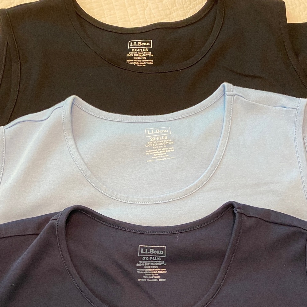 L.L. Bean Women's Tank Tops - set of 3 - Black, Navy Blue, Light Blue -Supima - Picture 2 of 5
